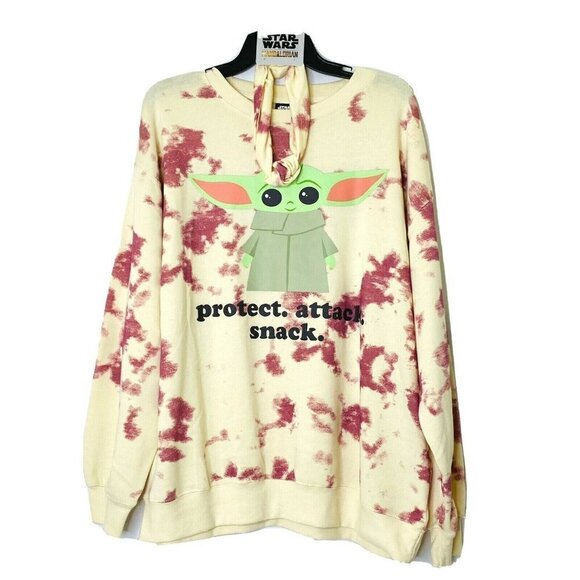 Star Wars Women's Large Crew Neck Long Sleeve Tie-Dye Sweatshirt Headband Ivory - Picture 1 of 7
